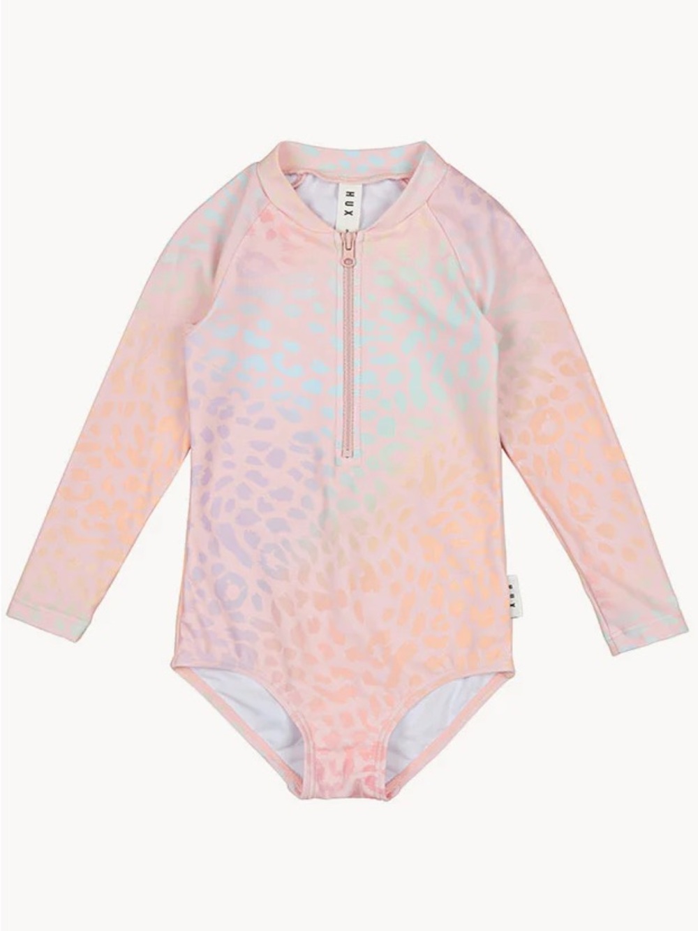 Huxbaby Pastel Leopard Long Sleeve Rashguard in Pink, Lavender & Mint